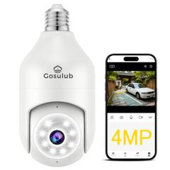 燈泡型安全攝影機 支援2.4Ghz WiFi 400萬畫素 2K畫質 移動偵測 防水 遠端監控 警報通知 雙向語音 全年無休錄影 支援Alexa 完全無線 輕鬆安裝pms 4570775a