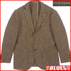 新品 HILTON ヒルトン オルメザーノ 麻 リネン 格子柄 ジャケット A6