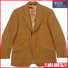 Polo Ralph Lauren ポロラルフローレン テーラードジャケット XL スペイン製 42 茶 チェック ツイードジャケット ブレザー スーツ 古着 メンズ テーラードジャケット_サイズXL一覧←SEULB屋着古← HS472