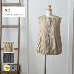 SO エスオー 中綿ノーカラーベスト ナイロン100% 軽くて暖かい バルーンシルエット 秋冬 レディース