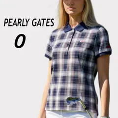 PEARLY GATES パーリーゲイツ レディース ゴルフウェア 0 半袖ポロシャツ 055-6260710 チェック柄 ネイビー系 (F041)★
