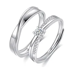 【在庫処分】ペアリング カップル リング 2個セット 人気 純銀製指輪 おしゃれ レディースリング メンズリング ジュエリー 925 シルバー フリーサイズ アレルギー対応 婚約指輪 記念 プレゼント 専用ボックス付き