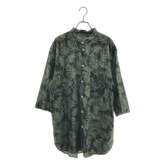 Cristaseya / クリスタセヤ | ボタニカル マオカラーシャツ | L | ブラック/グリーン | メンズ