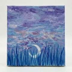 月へ続く夜桜』 絵画 アート 風景画 アクリル キャンバス F4 夜桜 夜桜
