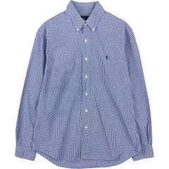 古着 ラルフローレン Ralph Lauren SLIM FIT スリムフィット ギンガムチェック 長袖 ボタンダウンチェックシャツ メンズL相当/eaa621224