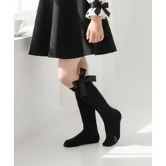 ☆ ブラック ☆ 14-16cm ☆ Rora エマリー リボン ハイソックス キッズ ハイソックス 女の子 Rora ローラ 子供服 エマリー リボン 靴下 長靴下 ソックス くつ下 膝下 子供 こども フォーマル 入園式 卒園式 入学式 卒業式