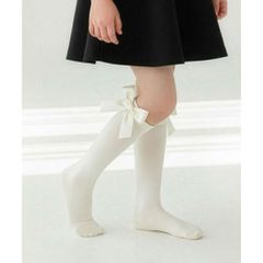 ☆ アイボリー ☆ 16-18cm ☆ Rora エマリー リボン ハイソックス キッズ ハイソックス 女の子 Rora ローラ 子供服 エマリー リボン 靴下 長靴下 ソックス くつ下 膝下 子供 こども フォーマル 入園式 卒園式 入学式 卒業式
