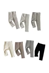 [EnDast] ボーダーグレー 66cm リブ素材 レギンス スパッツ 長ズボン 股上深い 無地 ボーダー柄 韓国子供服 ベビー キッズ 男の子 女の子 赤ちゃん 綿 肌着 保育園 オールシーズン 66cm 73cm 80cm 90cm
