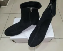 1回着用) ブラック スウェード アンクル ブーツ 250mm (ヒール 5cm)