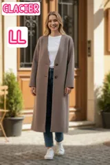 GLACIER グラシア ノーカラーコート LL ベージュ