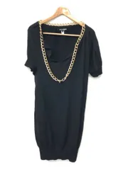 JUNYA WATANABE COMME des GARCONS ウール チェーン 半袖ニットワンピース チュニック レディース S ブラック JD-N041 日本製