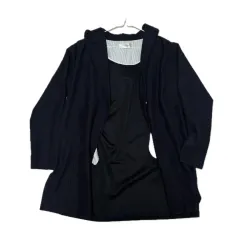 ヴィンテージ ネイビー レイヤード フーディー ロング カーディガン