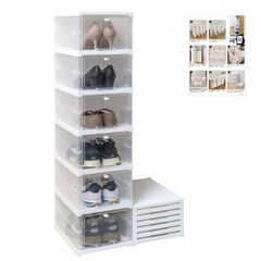 【收錄於室內設計雜誌《I'm home.》！收納整理顧問推薦】 鞋櫃 折疊式 6層 鞋架 透明 鞋盒 玄關鞋櫃 鞋架 鞋子收納 纖薄 折疊式 鞋盒 架子 鞋架(6層)p 617a24ef