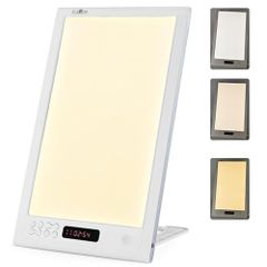 高照度 光線 療法 12000lux 全光譜 LED 光 鬧鐘 燈 身體時鐘 重置 睡過頭 夜班 時差 適用 燈 鬧鐘 自然聲音 床頭燈 (DP-02)p e03f0af6