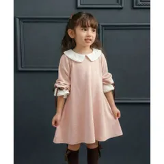 ☆ チェリーベージュ ☆ 130cm ☆ Rora リリ ワンピース rora ワンピース ローラ リリ キッズワンピース キッズ 女の子 長袖 襟付き ピンクベージュ 発表会 入園式 卒園式 入学式 袖 ぽわん フリル リボン こども フォーマル