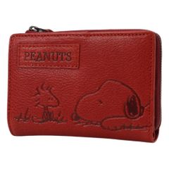 メル88891様【美品レア】ほんわかスヌーピー 高級印伝2つ折り財布