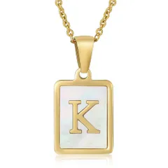 ☆ K ☆ イニシャルシェルネックレス イニシャル ネックレス ジュエリー 首飾り ペンダント アクセサリー シンプル アルファベット カジュアル レディース 大人 上品 贈り物 誕生日 かわいい 可愛い お洒落 おしゃれ 贈り物 高見え 女性 彼女 記念日