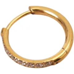 ☆ ゴールド ☆ 10mm ☆ ジルコニアラインピアス 片耳 ピアス レディース フープピアス フープ 両耳 ステンレス ジルコニア アクセサリー ジュエリー つけっぱなし キャッチレス 大人 女性 贈り物 ギフト シンプル 可愛い 上品 かわいい