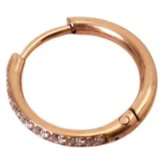 ☆ ピンクゴールド ☆ 12mm ☆ ジルコニアラインピアス 片耳 ピアス レディース フープピアス フープ 片耳 ステンレス ジルコニア アクセサリー ジュエリー つけっぱなし キャッチレス 大人 女性 贈り物 ギフト シンプル 可愛い 上品 かわいい