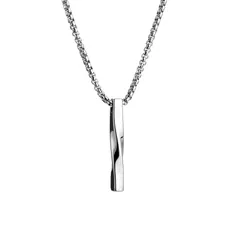 【特価セール】ZHEJIA ネックレス メンズ 人気 ペンダント ステンレス ネックレス シンプル ツイスト スティック ペンダント シルバー シンプル