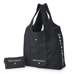 【新品】 [ディーンアンドデルーカ] ショッピングバッグ ブラック エコバッグ 折りたたみ 軽量 コンパクト レジ袋 マイバッグ 43×37×14 1