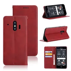/ F-01L F-42A ケース 手帳型 me カバー PUレザー カード収納 財布型 らくらくスマートフォン 耐衝撃 ケース マグネット 適用 スタンド機能付き 5色 (レッド)