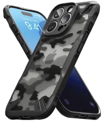 スマホケース 米軍MIL規格取得 滑り止め スマホカバー 耐衝撃 落下防止 アイフォン16プロマックス 耐黄変 黄ばみにくい (ストラップホールあり) 斜め掛け PC+TPU - FUSION-X ケース Camo Max Pro Black 16 【Ring