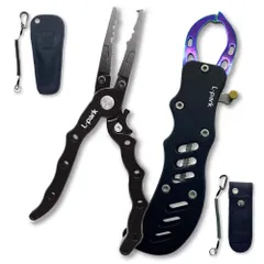 【ロック付き】 フィッシングプライヤー 錆に強い セット 軽量 フィッシュグリップ アルミ製 釣り道具 釣具 L-park 2個1セット