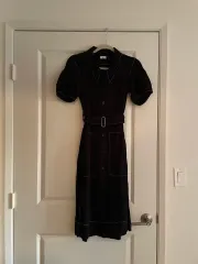 ザラ ロング丈ワンピース ベルト カラーステッチ ブラックデニム ワンピース ブラック COS H&M アトリエナイン