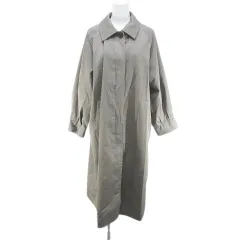 ルノンキュール Lugnoncure ステンカラーコート ロング丈 薄手 比翼 フリー 灰系 グレー ポケット ボタン 裏地 無地