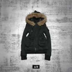 (sly) matte black fur hood jacket