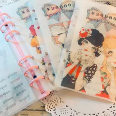 A6 savingリフィル 家計管理 5枚 10万円チャレンジ◎unichoco様 ギフトガールちゃん◎貯金 バインダー 6穴対応 トレーシングペーパー 書き込み可能 ハンドメイド 封筒 韓国