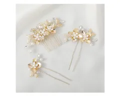 髪飾り ヘッドドレス コーム Uピン 3点セット 花嫁 ヘアアクセサリー 手作り ウェディングヘッドドレス 髪飾り フラワー 結婚式 披露宴 二次会 発表会 卒業式 入学式 パーティー 和装用髪飾り ヘアアクセサリー(タイプ5)