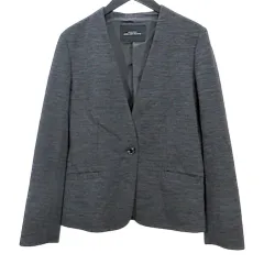 グリーンレーベルリラクシング ユナイテッドアローズ green label relaxing 長袖 ジャケット 36 グレー系 杢 ノーカラー サイドポケット 袖スリット バックスリット ストレッチ