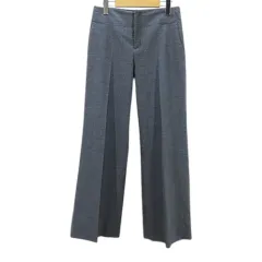 ザラ ベーシック ZARA BASIC ワイドパンツ 2 グレー系 無地 サイドポケット センタープレス ストレッチ