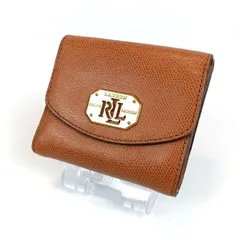 LAUREN RALPH LAUREN ローレンラルフローレン 二つ折り財布 ブラウン ロゴプレート Wホック レザー レディース ブランド 中古のサムネイル