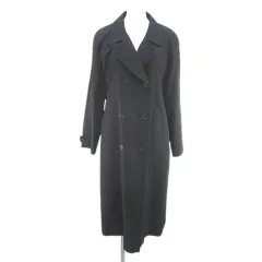 レリアン Leilian トレンチコート 薄手 ロング丈 9 紺系 ネイビー 日本製 ポケット ボタン 裏地 無地