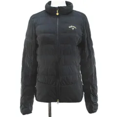 キャロウェイ CALLAWAY ゴルフウェア 中綿 ジャケット M 黒系 ブラック ダブルジップ ロゴ プリント 裏地