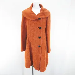 イグレック igrek ロングコート M オレンジ系 日本製 ポケット アルパカ 毛 ウール 裏地 無地