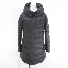 スマートピンク smart pink ダウンコート ミドル丈 比翼 40 黒系 ブラック ジップアップ 裏地 無地