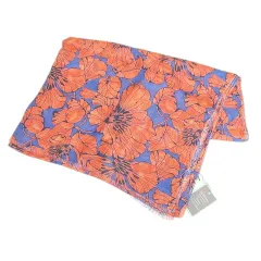 アラミス ARAMIS 花柄 フラワー ストール ショール 麻 リネン F 赤系 レッド イタリア製 カットオフ タグ付