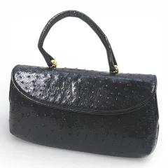 ハンドバッグ ブラック 黒系 オーストリッチ ブラック 黒系 