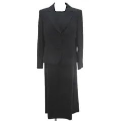 ラピーヌ LAPINE ブラックフォーマル 夏用喪服 礼服 セットアップ ジャケット 七分袖 ワンピース ロング丈 11 黒系 ブラック ストライプ柄 ボタン