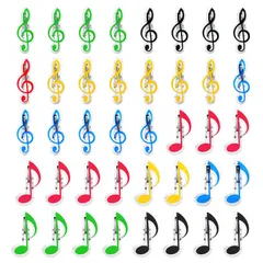 新品 PATIKIL 音符クリップ 40個セット プラスチック製 楽譜クリップホルダー 音楽本クリップブックマーク 文房具クリップ 紙 本 音楽招待状 ノートブック用