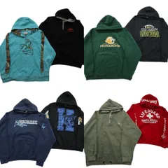 古着卸 まとめ売り カラー パーカー 8枚セット ( メンズ XL/2XL ) リアルツリー柄 ハーフジップ ライフガード 中古 古着 NE3393