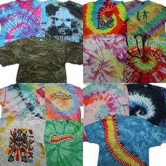 古着卸 まとめ売り タイダイ柄・迷彩柄 MIX Ｔシャツ 14枚セット ( メンズ M/L ) マルチカラー 英文字プリント ワンポイント  中古 NE3506