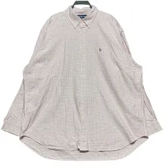 90s ラルフローレン BLAKE XXL チェック 長袖 シャツ 刺繍ロゴ 赤 白 ポニー ゆるだぼ ビッグシルエット オーバーサイズ コットン 古着 ヴィンテージ ビンテージ フィリピン製 大きいサイズ / IA392
