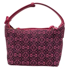 LOEWE(ロエベ) ハンドバッグ キュービィバッグスモール ピンク×黒 アナグラム レザー