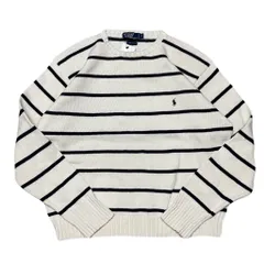 Polo by Ralph Lauren ポロ ラルフローレン ボーダー柄 白×紺 XLサイズ