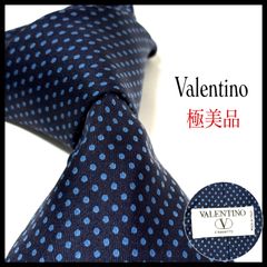✨極美品✨Valentino ネクタイ ダイヤモンド ドット ネイビー シルク 
